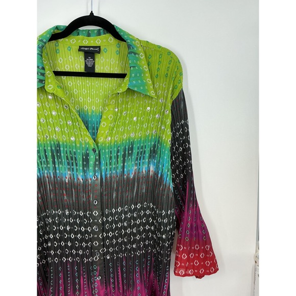 Maggie Barnes Tops - Artsy Abstract Tunic‎ Top Womens 3X Ombre Geometric Statement Studded Plus Size